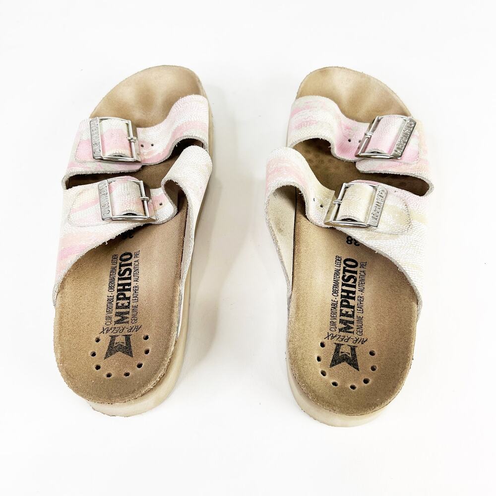 Mephisto womens Hester multicolor rainbow stripe leather sandal Size 38 or 8 - Picture 5 of 9